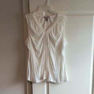 Carolyn Taylor White Sleeveless Ribbed Tank Top